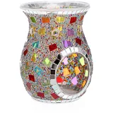 SUMNACON Glass Duftlampe mit Kerzenhalter Teelichthalter Kalebasse Aromalampe Duftlicht Aromabrenner für Duftöl und Duftwachs Mosaik-Muster(Bunt)