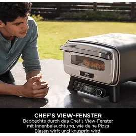 Ninja MO201EU Artisan Outdoor-Elektro-Pizzaofen und Heißluftfritteuse Minibackofen, Grau (1760 Watt)