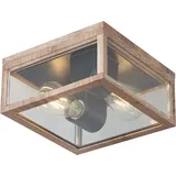 QAZQA Industrielle Deckenleuchte Holzoptik Ip44 2-flammig - Charlois