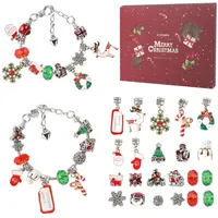 Adventskalender 2024 Mädchen Kinder, DIY Adventskalender Schmuck Mädchen Armband Basteln Geschenk 24 Tage, Weihnachtskalender Charm mit Armbänder für Kinder 4 5 6 7 8 9 10 11 12 Jahre (Rot)