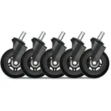 Premium 3" Rubber Caster for IKEA Chairs - Black - Rubber