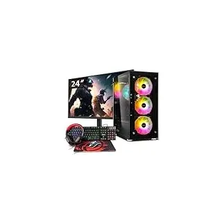 Basic Gaming Komplett PC Set AMD Ryzen 3 3200G, 16 GB DDR4, 1000 GB SSD M.2, Win 11 Pro 64bit + 24 Zoll Monitor + Tastatur, Maus, Headset Bundle