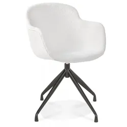 Drehstuhl mit Armlehnen aus Metall und Bouclé Stoff | Bürostuhl mit ergonomischer Rückenlehne | Skandinavischer Stil | Kadima Design
