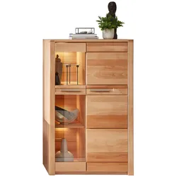 Highboard NATURE ONE Front Kernbuche Massivholz - mit LED Beleuchtung