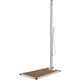 vidaXL Gartendusche mit Bodenplatte 225 cm silber/braun 3070790