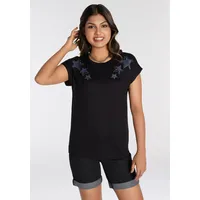 LAURA SCOTT Kurzarmshirt, mit stylischen Sternen, schwarz