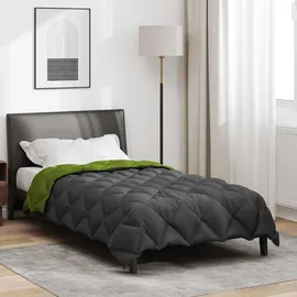 vidaXL Winterbettdecke Grün und Anthrazit 140 cm Mikrofaser