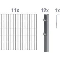 GAH Alberts Alberts Doppelstabmatten-Grundset 22 m 200 x 80 cm 6/5/6 anthrazit