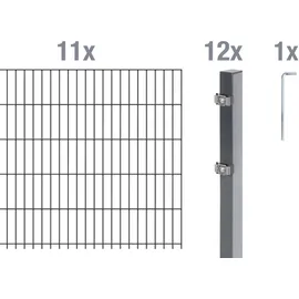 GAH Alberts Alberts Doppelstabmatten-Grundset 22 m 200 x 80 cm 6/5/6 anthrazit