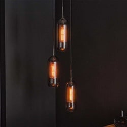 Deckenlampe Glas und Stahl in modernem Design Schwarzgrau