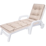 HOBBYGARDEN Auflagen für Deckchair, Liegenauflage, Gartenliege Auflage 201x55x8 cm Bequeme Polsterauflage für Sonnenliege, Liegestuhl, Kissen in Beige