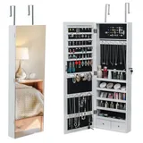 XDeer Schmuckschrank Schmuckschrank mit Ganzkörperspiegel und 2 Schublade 5-Layer-Regal Schmuck Lagerung Spiegelschrank Schmuckregal weiß