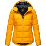 Marikoo Damen, Steppjacke gesteppte Winterjacke mit Kapuze B927-Leand-Gelb-Gr.36 - 36,