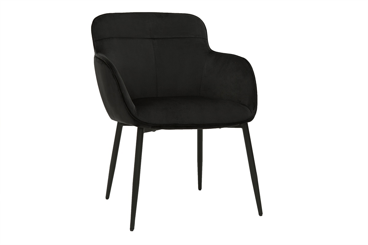 Design-Stuhl aus schwarzem Samt und schwarzem Metall FRIDA