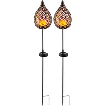 ETC Shop LED Flammen Optik Glas Außen-Solarstrahler 2er Set