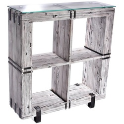 CHYRKA Kommode Kommode LBK BORYSLAW Schrank Sideboard Massivholz TV Board Loft Vintage Bar Industrie Design Handmade Holz Glas Metall weiß 120 cm