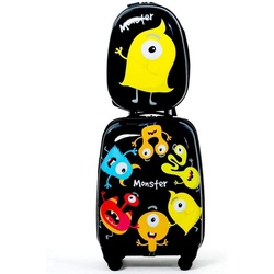 COSTWAY Kinderkoffer 2tlg Kinderkoffer, mit Rucksack schwarz
