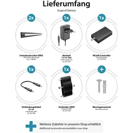 ledscom.de Smarte LED Unterbau-Leuchte SIRIS schwarz matt mit WLAN-Controller, flach, Smart-Home, Alexa-fähig (Echo) je 50cm, je 655lm, weiß, 2er Set, dimmbar