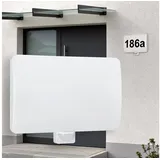 max K O M F O R T LED Hausnummernleuchte MAXOR Weiß IP65 – 20W Außenleuchte mit Bewegungsmelder & 1600lm – Inkl. Ziffernaufkleber 0–9 A–C, 4000K Neutralweiß