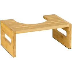 Relaxdays Toilettenhocker, Stuhlgang Unterstützung, WC Hocker für Erwachsene, Bambus, HxBxT: 18,5 x 43,5 x 28 cm, natur
