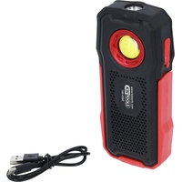 KS Tools Mobile Werkstatt-Handlampe, 500 Lumen, mit Bluetooth Lautsprecher, knickbar | Rot, Schwarz