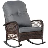 Outsunny Schaukelstuhl Stahl, PE-Rattan, Polyester, Schaumstoff