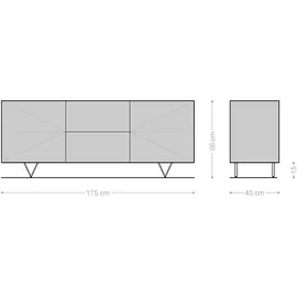 DeLife Design-Sideboard Wyatt 175 cm Sheesham Natur 2 Türen 2 Schübe