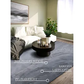 Villeroy & Boch Teppich VILLEROY & BOCH "Leon", grau (anthrazit), B:200cm H:15mm L:290cm, Polyester, Teppiche, Teppich, Langflor, Shaggy, uni, flauschig weich, glänzend, Kaninchenfell Haptik