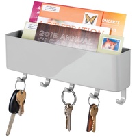 mDesign Schlüsselbrett mit Ablage aus Kunststoff – moderne Briefablage mit Schlüsselboard – praktisches Schlüsselbrett für den Eingangsbereich oder die Küche – grau