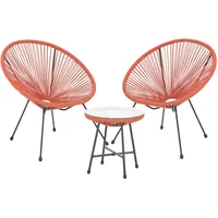 Svita Bali Balkon Möbel Set Lounge Garnitur Relax Egg-Chair Flecht-Design Terracotta Orange
