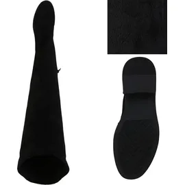 Stiefelparadies Damen Overknees in Schwarz Velours,