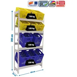 Simon Rack Getränkekistenregal 100 x 30 x 200 cm Weiß