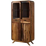 MASSIVMOEBEL24.DE Vitrine MAILAND 90 x 40 x 180 cm Dunkelbraun