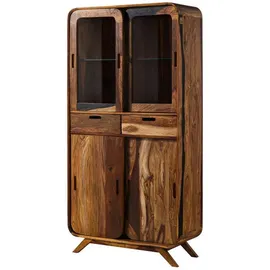 MASSIVMOEBEL24.DE Vitrine MAILAND 90 x 40 x 180 cm Dunkelbraun