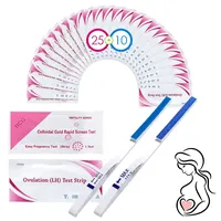 25 Ovulationstest+10 Schwangerschaftstest, Kinderwunsch Ovulationstest Kit, Zuverlässige Zyklus- und Fruchtbarkeit Überwachung, Fruchtbarkeitstest für Frauen/Eisprung (25 LH + 10 HCG)