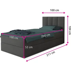 Sofnet Boxspringbett Star Mini mit Bettkasten, Bonell-Matratze und Topper - Einzelbett mit Matratzentopper, Polsterbett, Bett, Schlafzimmer, Betten, Boxspringbetten