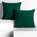 DecoKing 2 Kissenbezüge 80x80 cm Jersey 100% gekämmte Baumwolle Reißverschluss flaschengrün Amber