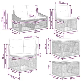 vidaXL Gartensofa-Set 10-tlg. grau