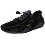 Asifn Mokassins Herren Schwarz Wildleder Fahrschuhe Sommer Outdoor Anti-Rutsch Atmungsaktiv Weich Freizeit Loafer(Schwarz,48 EU - 48 EU