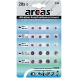 arcas Knopfzellen 20tlg Alkaline 1,5V AG1 4x AG3 4x AG4 4x AG10 4x AG13