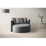 LeGer Home by Lena Gercke XXL-Sessel Isalie Samt/Cord/Bouclé 153 x 98 x 145 cm Grau mit Hocker