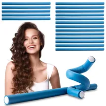 ECENCE Papilotten Lockenwickler flexibler Wickler Locken ohne Hitze Heatless Curls Durchmesser Ø 14mm x 240mm Länge Blau Locken über Nacht