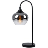 GLOBO Tischleuchte Tischlampe rauch Leseleuchte Lampe Glaskugel rauchfarben Schlafzimmer, Metall schwarz, 1x LED 7W 806 warmweiß, LxBxH 27,5x18x54 cm
