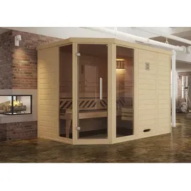 Weka Massivholzelementsauna Kemi Eck 2 Glastür/Fenster