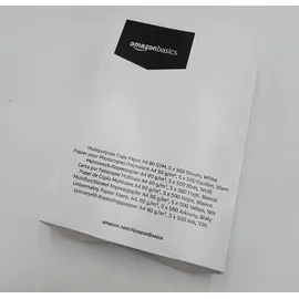 Amazon Basics Druckerpapier, DIN A4, 80 g/m2, 2500 Stück, 5 Packungen mit 500, Weiß