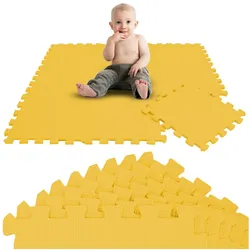 LittleTom Puzzlematte 9 Teile Baby Kinder Puzzlematte ab Null - 30x30cm, Baby Kinder Puzzlematte gelb gelb