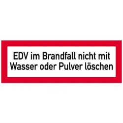 Aufkleber EDV im Brandfall nicht mit Wasser oder Pulver löschen, Folie, 297x105 mm