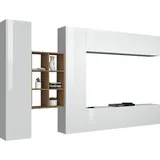 Home Affaire Wohnwand "Maruska", weiß (weiß hochglanz, weiß hochglanz), B:320cm H:180cm T:30cm, Holzwerkstoff, Kastenmöbel-Sets, Wohnwand