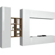 Home Affaire Wohnwand "Maruska", weiß (weiß hochglanz, weiß hochglanz), B:320cm H:180cm T:30cm, Holzwerkstoff, Kastenmöbel-Sets, Wohnwand