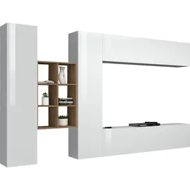 Home Affaire Wohnwand "Maruska", weiß (weiß hochglanz, weiß hochglanz), B:320cm H:180cm T:30cm, Holzwerkstoff, Kastenmöbel-Sets, Wohnwand